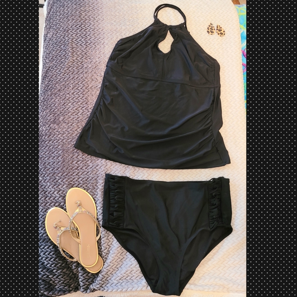 Black 2 Piece Tankini Swimsuit